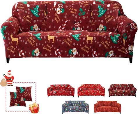 Hahotto Stretch Sofa Covers 3 Seater Christmas Slipcovers Couch Covers