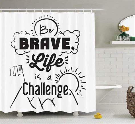 Homltb Quotes Decor Shower Curtain Set Be Brave Life Is A