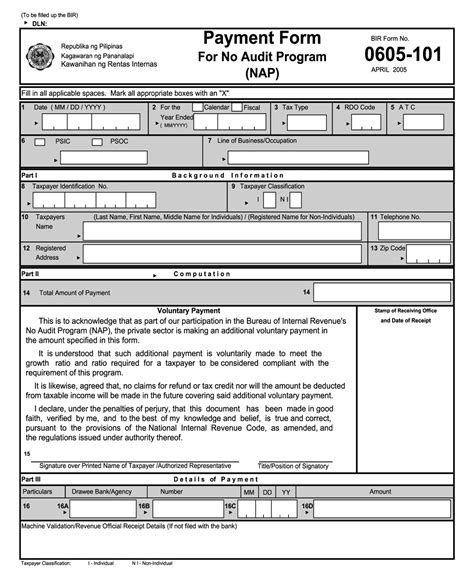 Bir Form 0605 Guidelines Printable Online