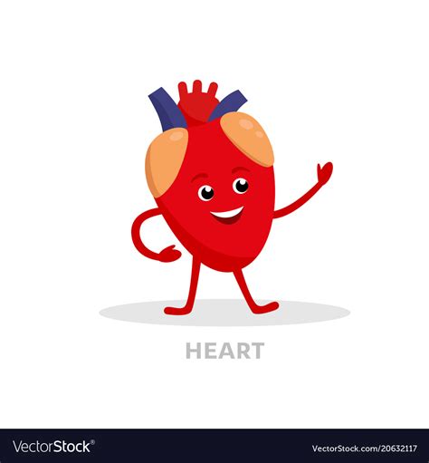 Strong Healthy Heart Cartoon Character Isolated Vector Image