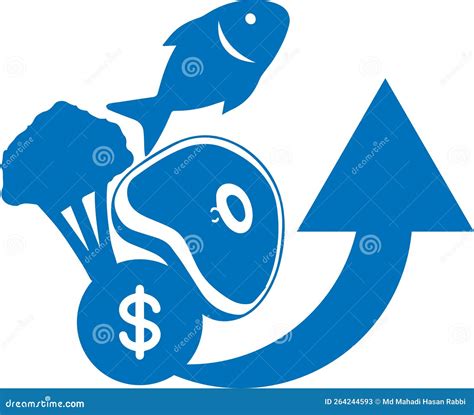Food Price Hike Icon Food Icon Food Price High Blue Vector Icon