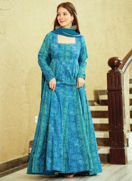 Buy Sky Blue Georgette Festival Wear Printed Gown With Dupatta Online