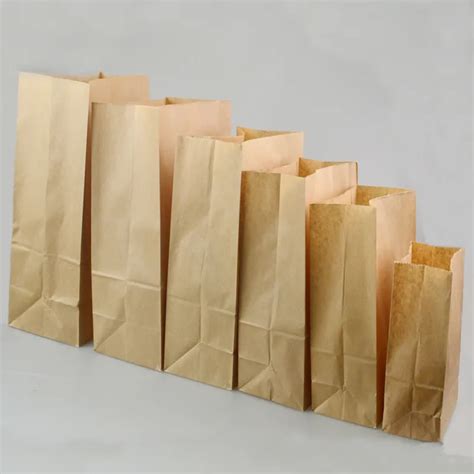 50 Pcs Bakery Packaging Kraft Paper Bags Food Grade Dessert Toast Bread