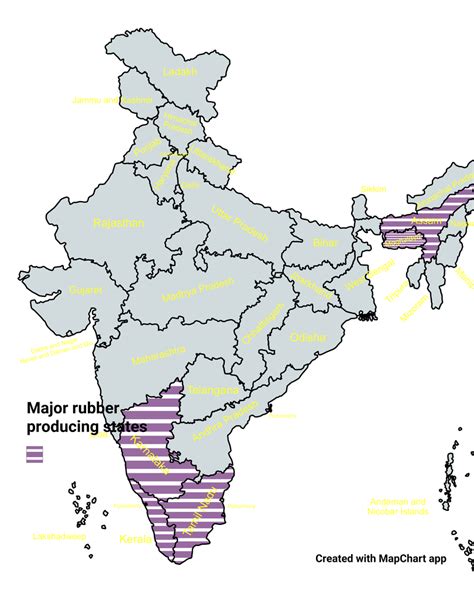 Locate And Shade Major Rubber Producing States In India On A Political