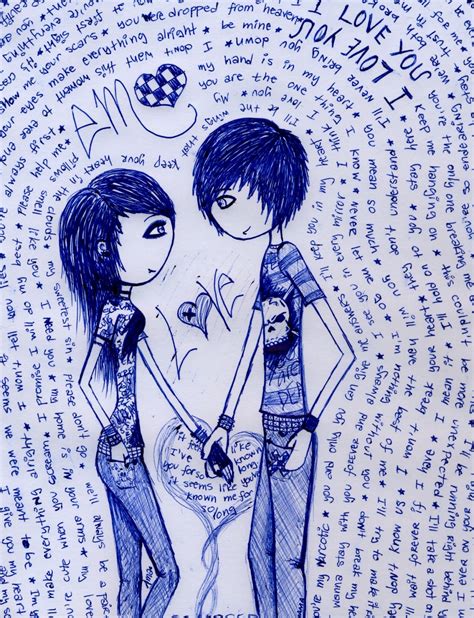 Cute Emo Love Drawings Emo Love Friend Drawings Easy Emo Art