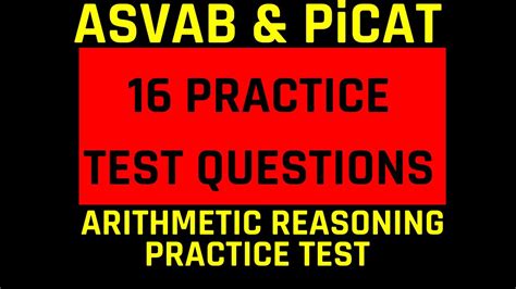 ASVAB PiCAT AFQT Practice Test The Arithmetic Reasoning Subtest Free