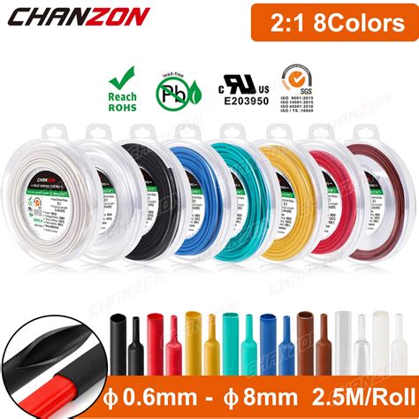 2 5 M Rollo 8 Colores 0 6 8mm Tubo Termorretr Ctil Tubo De Envoltura