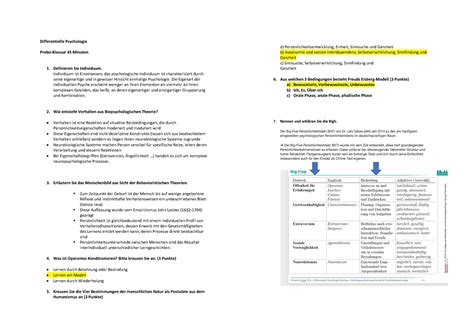 Klausurfragen Differentielle Psychologie Differentielle Psychologie