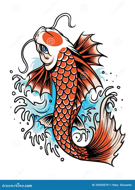 Koi fish tattoo stock vector. Illustration of color, fish - 35695079
