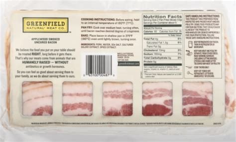 Greenfield Natural Meat Uncured Applewood Smoked Bacon 12 Oz Smiths