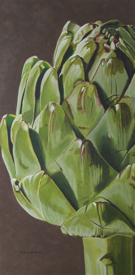 Artichoke Green 18 X36 Original Acrylic By Marlane Wurzbach All Rights Reserved