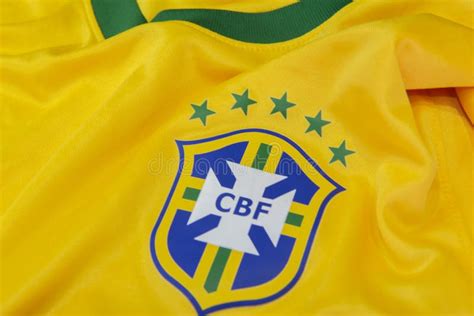 Brazilian Football Confederation Emblem On Football Jersey Editorial