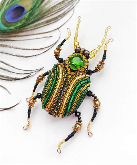 Insect Brooch Bug Brooch Insect Pinning Wearable Art Beaded Brooch