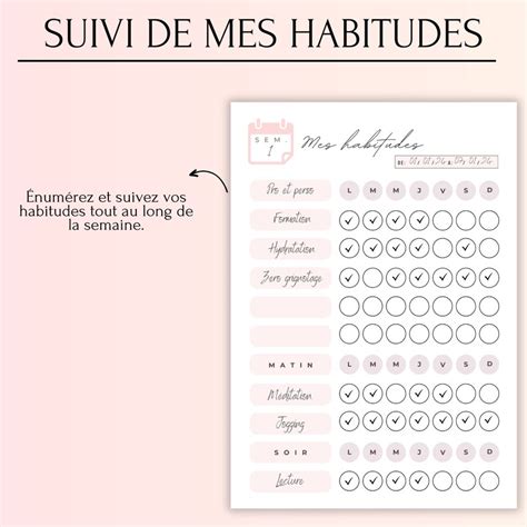 Tracker D Habitudes Hebdomadaire Imprimable Suivi Etsy France