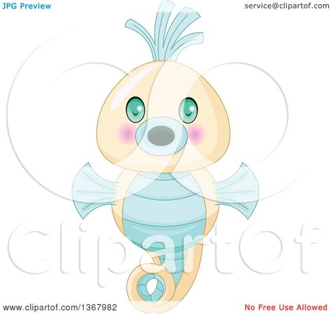 Clipart of a Cute Baby Seahorse - Royalty Free Vector Illustration by Pushkin #1367982