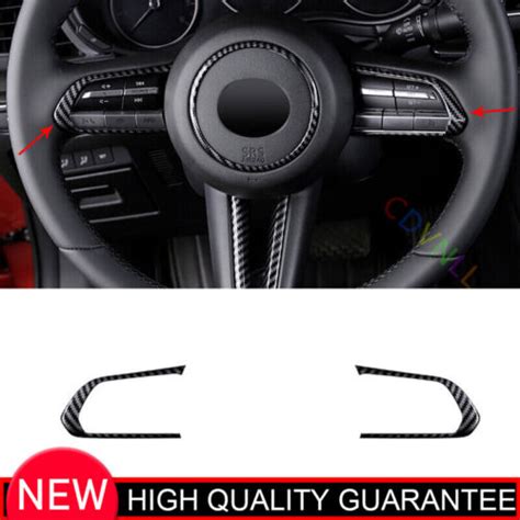 For Mazda CX 30 2020 2022 ABS Carbon Fiber Steering Wheel Button Cover