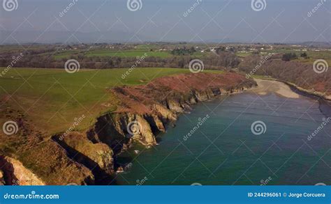 Beach Between Cliffs From Drone Over Stradbally Cove Cooper Coast