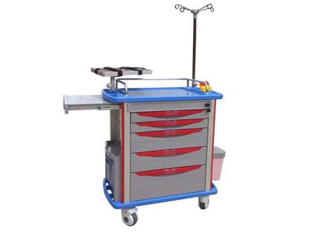 Emergency Medical Trolley Crash Cart With Drawer And Iv Pole