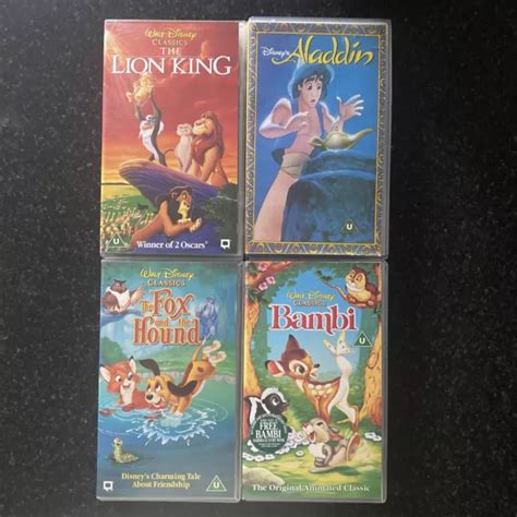 WALT DISNEY VHS Bundle Lion King Aladdin Bambi The Fox And The