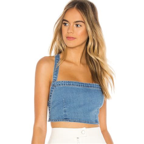 Superdown Leia Denim Crop Top S Gem