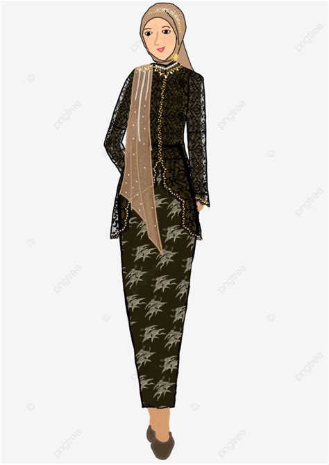 Black Kebaya Women Black Fashion Bridesmaid Png Transparent Clipart