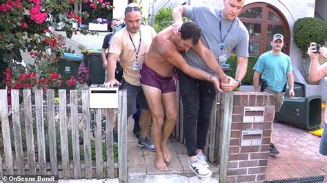 Bondi Dramatic Moment Alleged Sex Offender Is Arrested In His Underwear After Massive Police