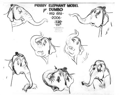 Dumbo Photostat Model Sheet Prissy Elephant Classic Disney Art Unframed