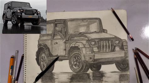 Mahindra Thar Drawing Thar How To Draw Thar Thar Sketch Youtube