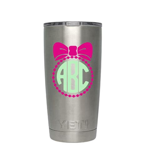 Circle Rounded Bows Monogram Yeti Cup Decal Monogram Rambler Tumblers