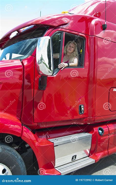 Blonde Woman Truckdriver Stock Photo Image Of Pretty 19772992