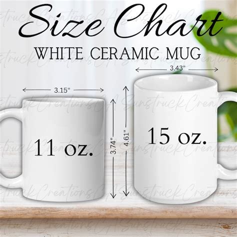 Sublimation Size Chart For Oz Mugs Etsy