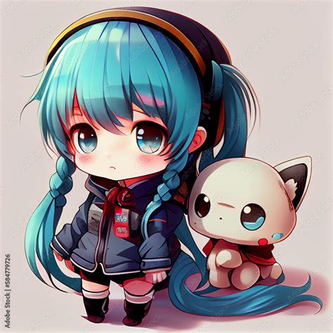 Anime Chibi With Headphones Girl