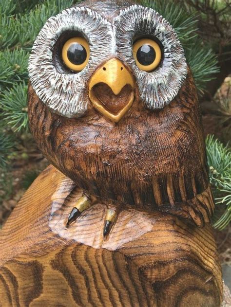 Mini Horned Owl Chainsaw Carving Walnut Wood Owl Sculptures Original Folk Art Ebay Artofit