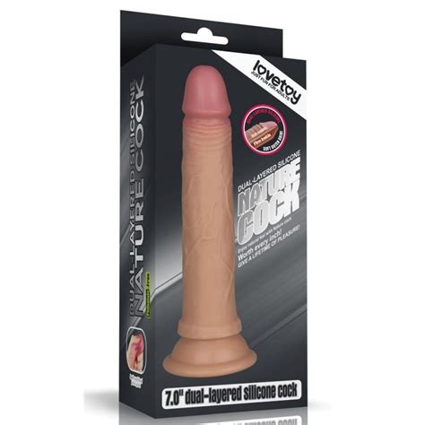 Дилдо от двуслоен силикон 18 5см Dual Layered Dildo Brown на ХИТ