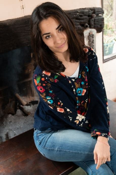 Stunning Brunette In Denim Tiffany Strips To Show Her Irresistibly Hairy Pussy CoedCherry