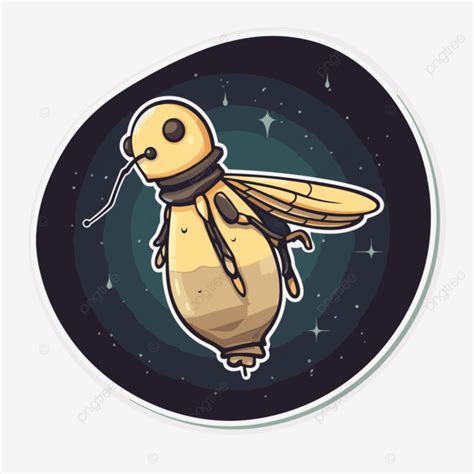 Space Bee Vector Sticker On A Circle Clipart Sticker Design With