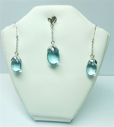 Blue Topaz Earring Blue Topaz Pendant Topaz Earring Topaz Etsy