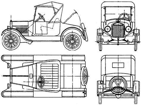 1923 Ford Model T Cabriolet Blueprints Free Outlines