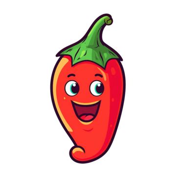 Red Chili Pepper With Kawaii Eyes Png In Cartoon Style All Elements Are