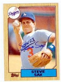 Steve Sax autographed baseball card (Los Angeles Dodgers) 1987 Topps #769