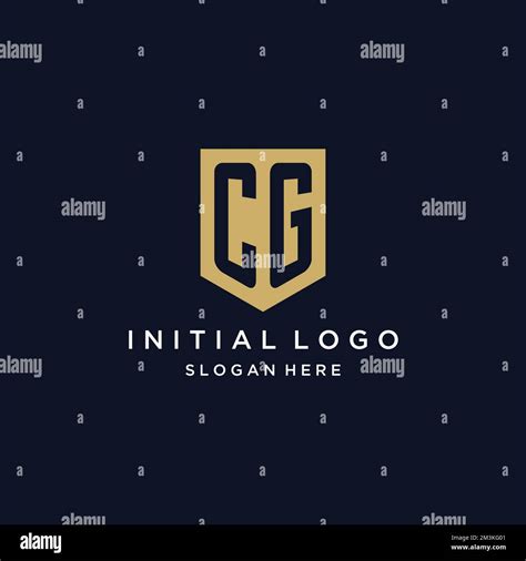 Cg Monogram Initials Logo Design With Shield Icon Template Stock Vector