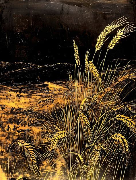 Golden Wheat Field Artwork With Abstract Background Modern
