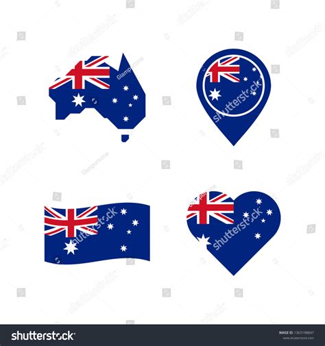 Set Australian National Symbols Flag Australia Stock Vector Royalty