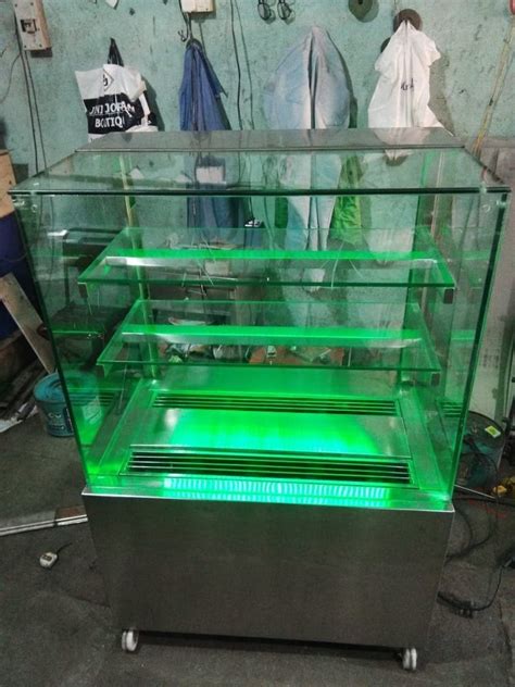 Stainless Steel Glass Rectangular Cake Display Counter For Restaurant