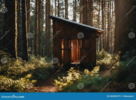 Cozy Wooden Cabin Nestled In A Peaceful Forest Setting AI Generated