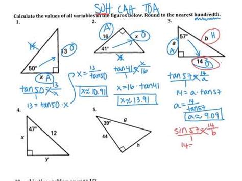 Right Triangles And Trigonometry Practice