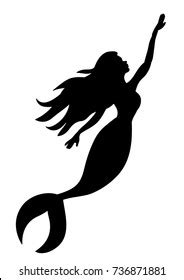 Black Silhouette Sea Mermaid Stock Vector (Royalty Free) 736871881