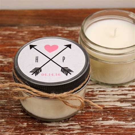 Set Of 12 4 Oz Soy Candle Bridal Shower Favors Arrow Label Design