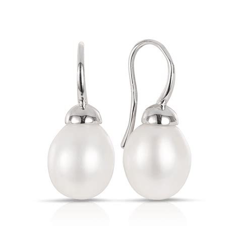 Freshwater Pearl Drop Earrings In Sterling Silver