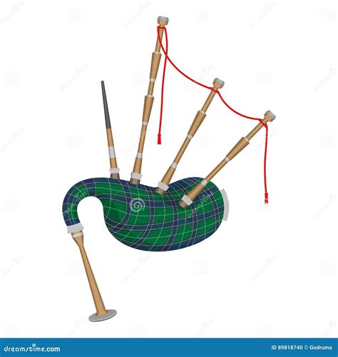 Bagpipes On White Background Wind Instrument Stock Vector